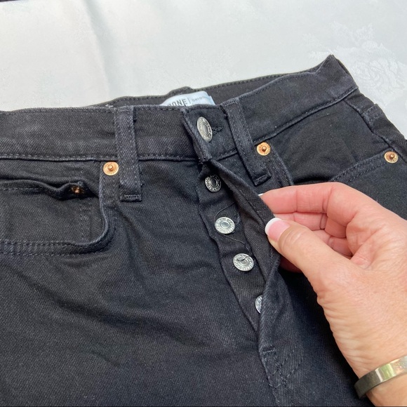 Re/Done Originals high-rise stovepipe jet black raw hem denim jeans size 24 - Picture 13 of 15